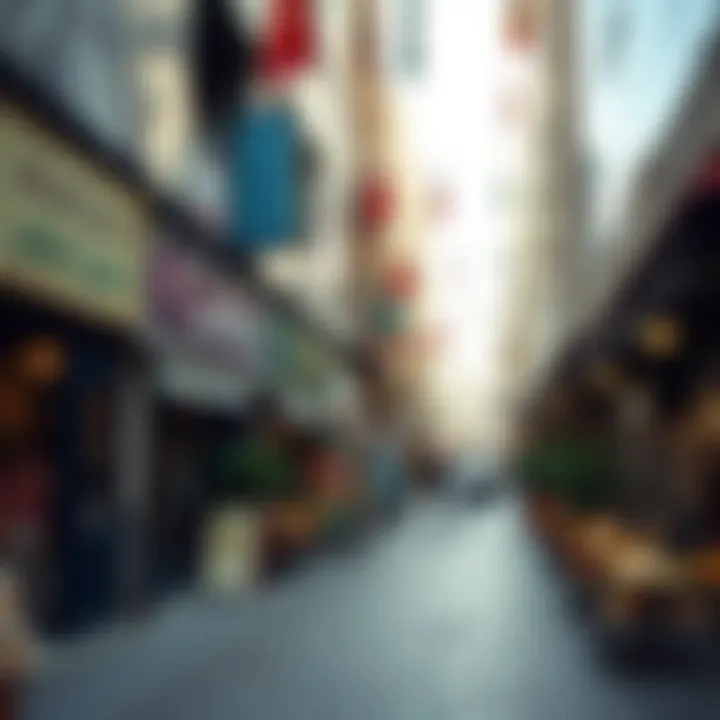 Vibrant cultural scene reflected in the shops and cafes of Khalid Bin Waleed Street.