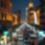 Panoramic View of Khalid Bin Waleed Street A panoramic view of Khalid Bin Waleed Street bustling with activity.