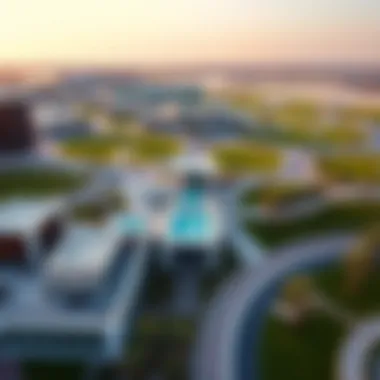 Aerial view of Madinat Zayed Al Dhafra showcasing modern architecture and green spaces