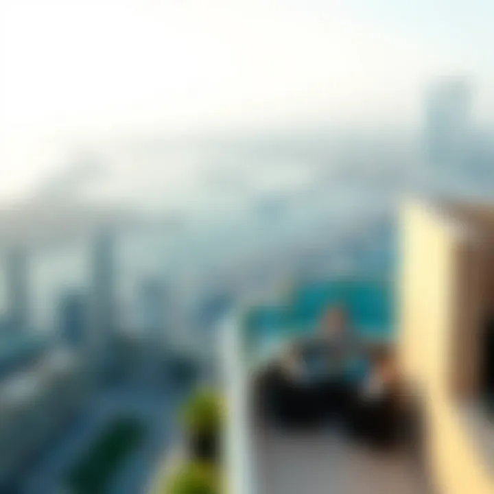 Panoramic Terrace View from Marina Blue Building 8 Panoramic terrace view from Marina Blue Building 8 overlooking the city