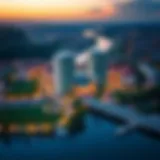 A stunning aerial view of the Miraclz Danube Project showcasing its architectural elegance.