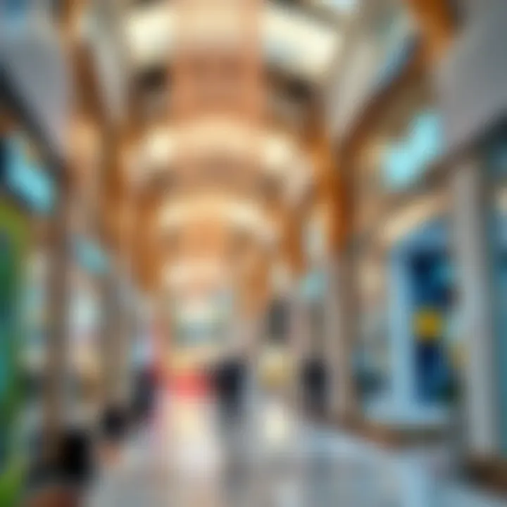 Vibrant retail spaces featuring diverse brands and products.