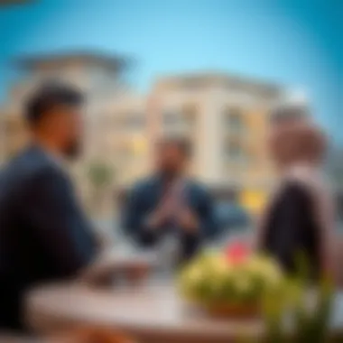 Guidance on Studio Rentals in Dubai Real estate agent discussing rental options with clients