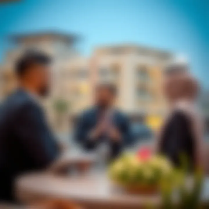 Guidance on Studio Rentals in Dubai Real estate agent discussing rental options with clients