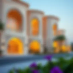 Luxurious exterior view of Nad Al Sheba Gardens Villas showcasing intricate architectural design