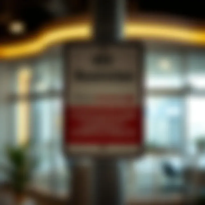 A commercial property sign displaying noise level restrictions and compliance information