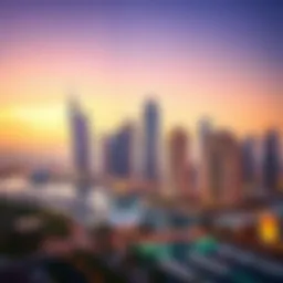 Skyline of Dubai with luxury properties