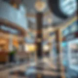 Interior view of a luxury shopping mall near Dubai Airport showcasing high-end brands