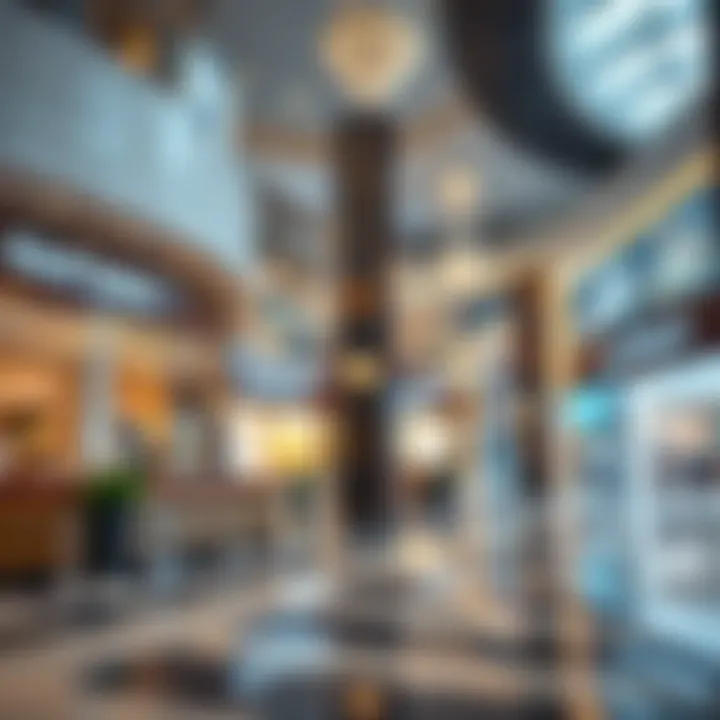 Luxury Shopping Mall Near Dubai Airport Interior view of a luxury shopping mall near Dubai Airport showcasing high-end brands