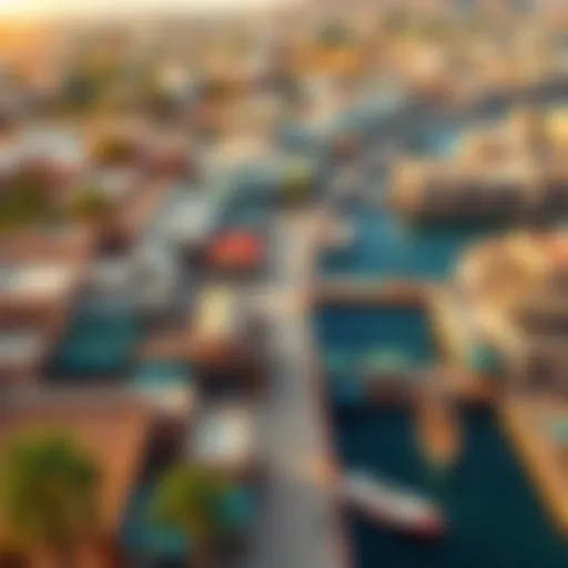 Aerial View of Souk Al Marfa Aerial view of Souk Al Marfa showcasing its vibrant waterfront and traditional architecture