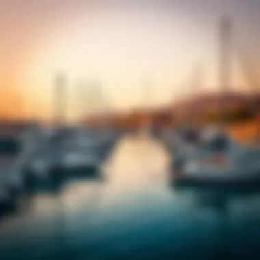 Panoramic view of the marina adjacent to Souk Al Marfa highlighting leisure and tourism