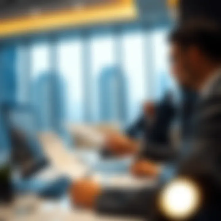 Investment Analysis in Sukoon An investor analyzing real estate trends in Dubai's Sukoon market.