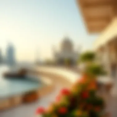 Stunning Architecture of the Terrace Architectural view of the terrace on the corniche in Dubai