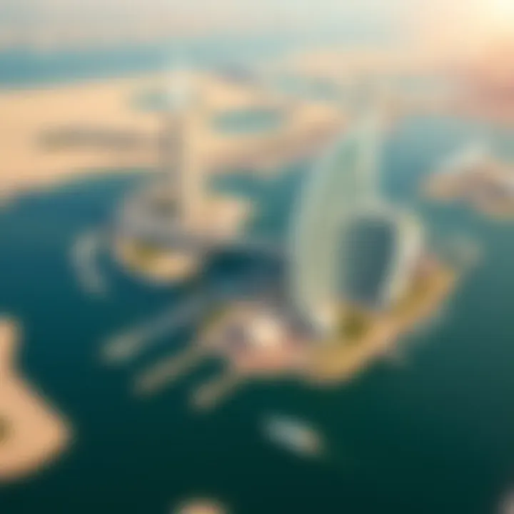 Aerial Perspective of Address Jumeirah Aerial view of the Address Jumeirah with surrounding marina and waterfront