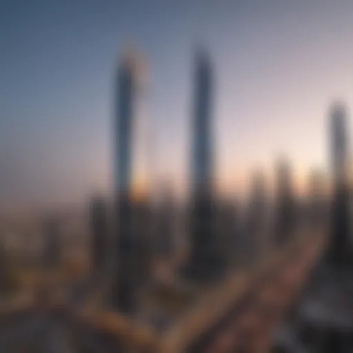 A stunning view of the Arjaan Office Tower against the Dubai skyline