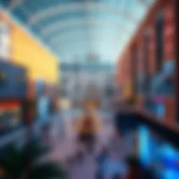 A panoramic view of Dubai Mall showcasing its stunning architecture