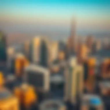 Dubai Skyline: A Hub of Real Estate Development Aerial view of Dubai's iconic skyline with real estate developments