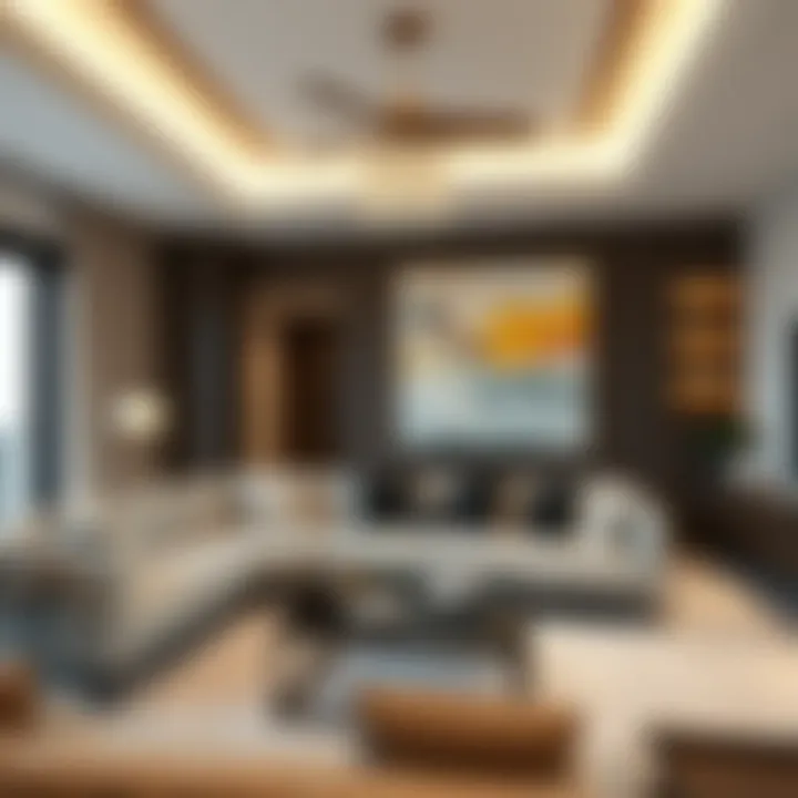 Luxurious living space interior demonstrating modern design.