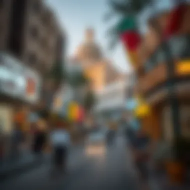 A vibrant street view illustrating the lively atmosphere of Al Nahda.