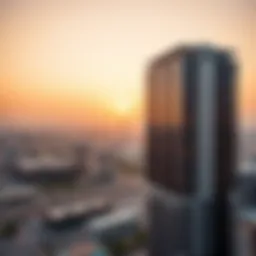 Aerial view of Ubora Commercial Tower showcasing its modern architecture