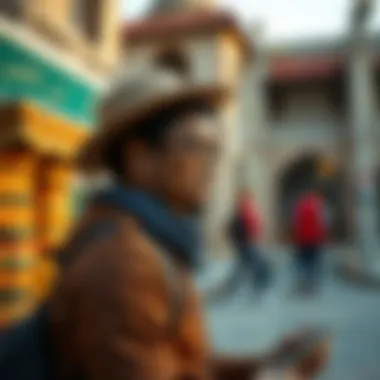 Cultural Exchange Opportunities Traveler enjoying cultural experience in a foreign land