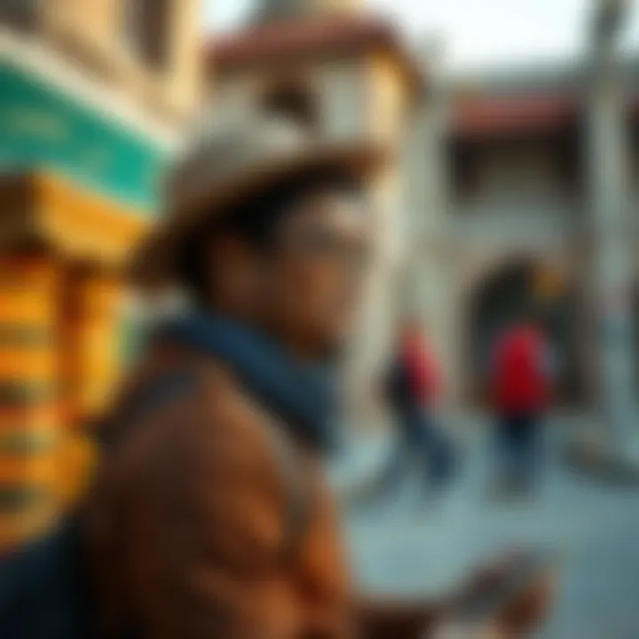 Cultural Exchange Opportunities Traveler enjoying cultural experience in a foreign land