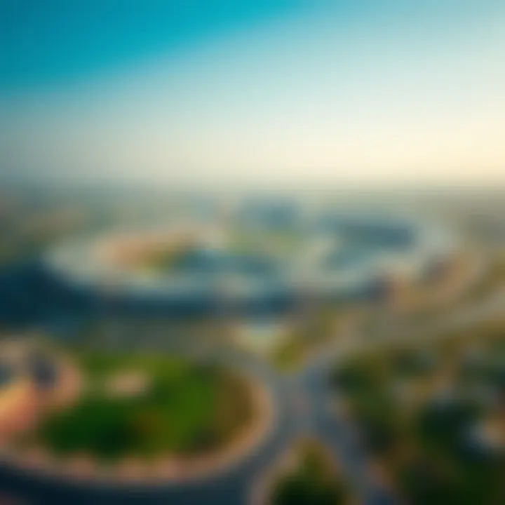 Aerial view of Fay Al Reeman showcasing its layout and surrounding area