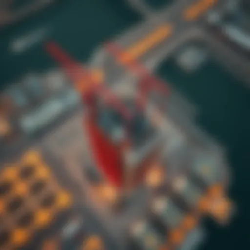 Aerial view of Dubai Creek Tower construction site