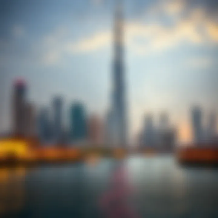 Dubai Skyline Highlighting the Creek Tower Dubai skyline with Dubai Creek Tower in focus