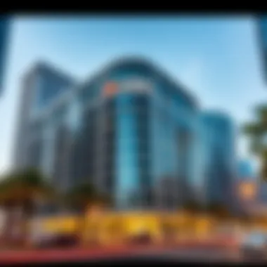 Exterior view of HSBC building in Downtown Dubai with modern architecture