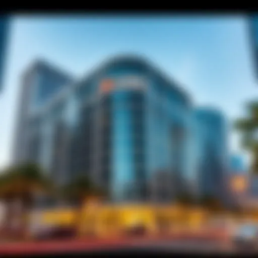 Exterior view of HSBC building in Downtown Dubai with modern architecture