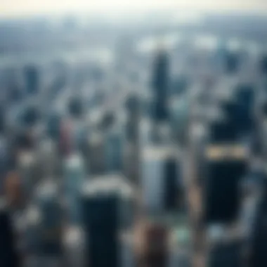 Aerial Perspective of Urban Clusters Aerial view of a vibrant city cluster showcasing skyscrapers and urban planning.