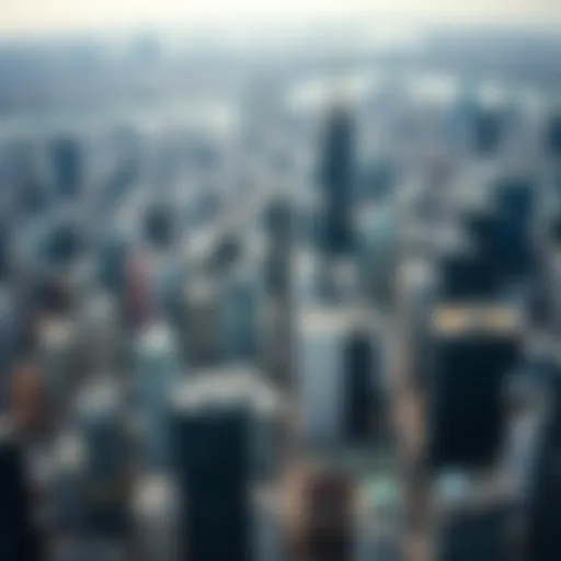 Aerial Perspective of Urban Clusters Aerial view of a vibrant city cluster showcasing skyscrapers and urban planning.