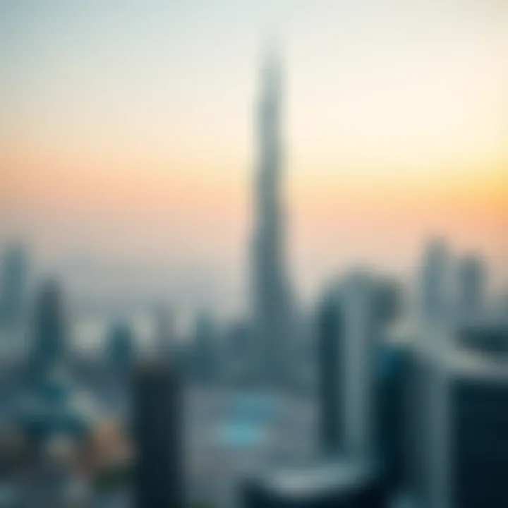 Jewel Tower Nestled in Dubai's Skyline Panoramic skyline featuring Jewel Tower among Dubai's iconic structures