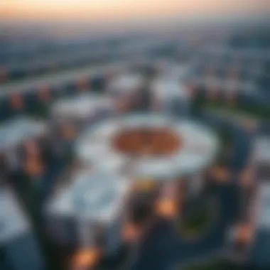 Aerial View of Jumeirah Village Circle Aerial view of Jumeirah Village Circle showcasing modern architecture