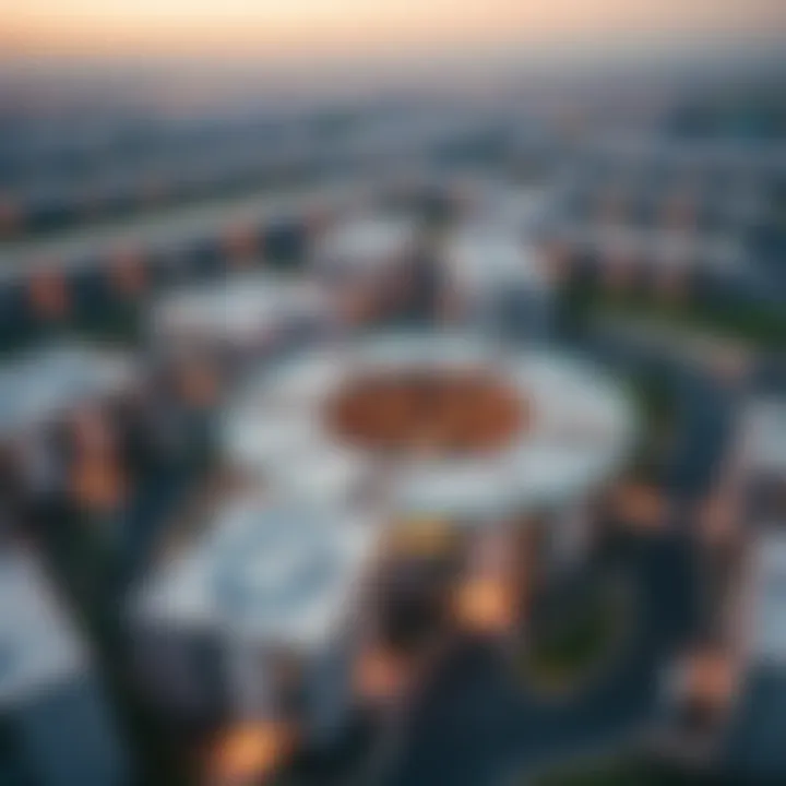 Aerial View of Jumeirah Village Circle Aerial view of Jumeirah Village Circle showcasing modern architecture