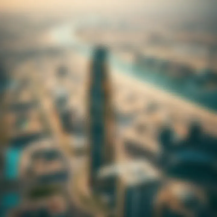 Aerial view of Latifa Tower and surrounding developments