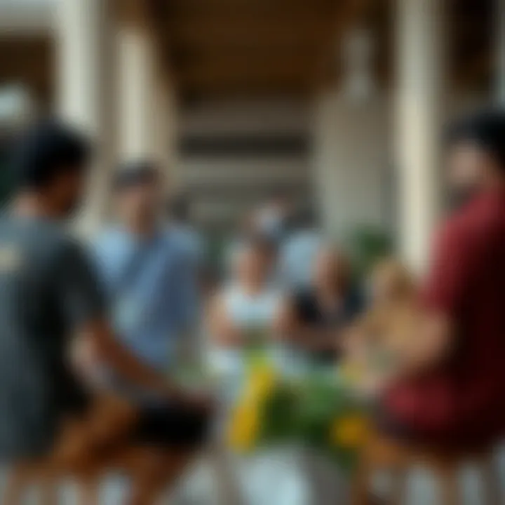 A diverse group of expatriates engaging in community activities