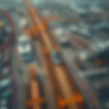 Aerial view of the Etihad Rail construction site showcasing the expansive railway layout.