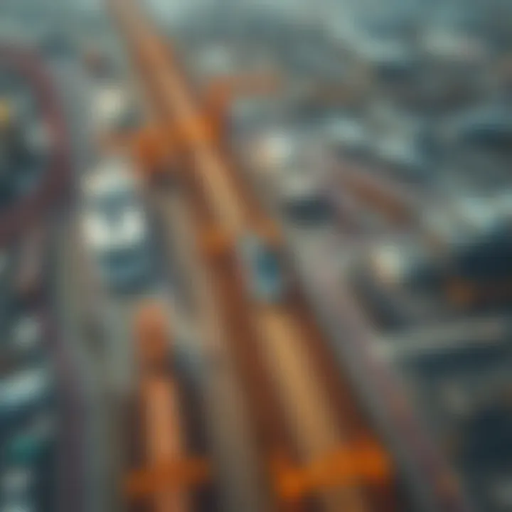 Aerial view of the Etihad Rail construction site showcasing the expansive railway layout.