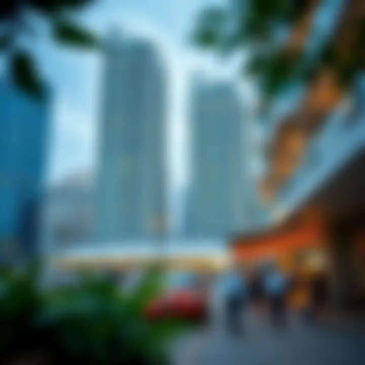 Vibrant urban life near Marina Bay Towers