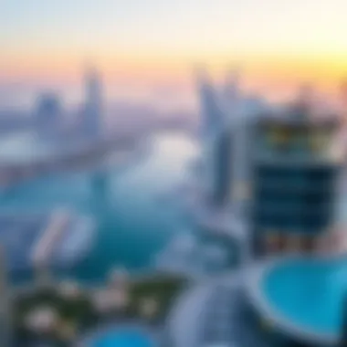 Panoramic view of Dubai Marina from Marina Tiger Tower