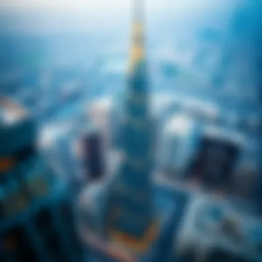 Maze Tower: A Landmark in the Dubai Skyline Aerial view of the Maze Tower surrounded by the Dubai skyline