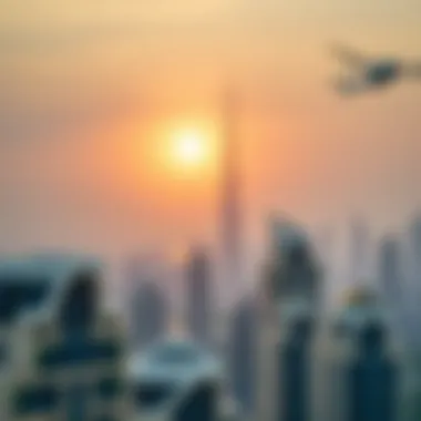 Aerial view of Dubai highlighting Misk 1's prime location