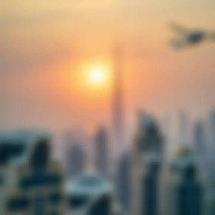 Aerial view of Dubai highlighting Misk 1's prime location