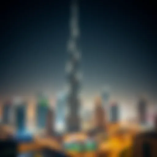 The Burj Khalifa towering over the Dubai skyline