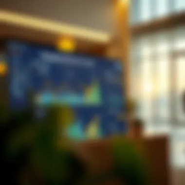 A digital interface with graphs and statistics about the real estate market