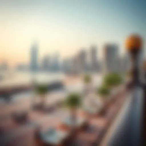 A scenic view of JBR Beach with the skyline in the background