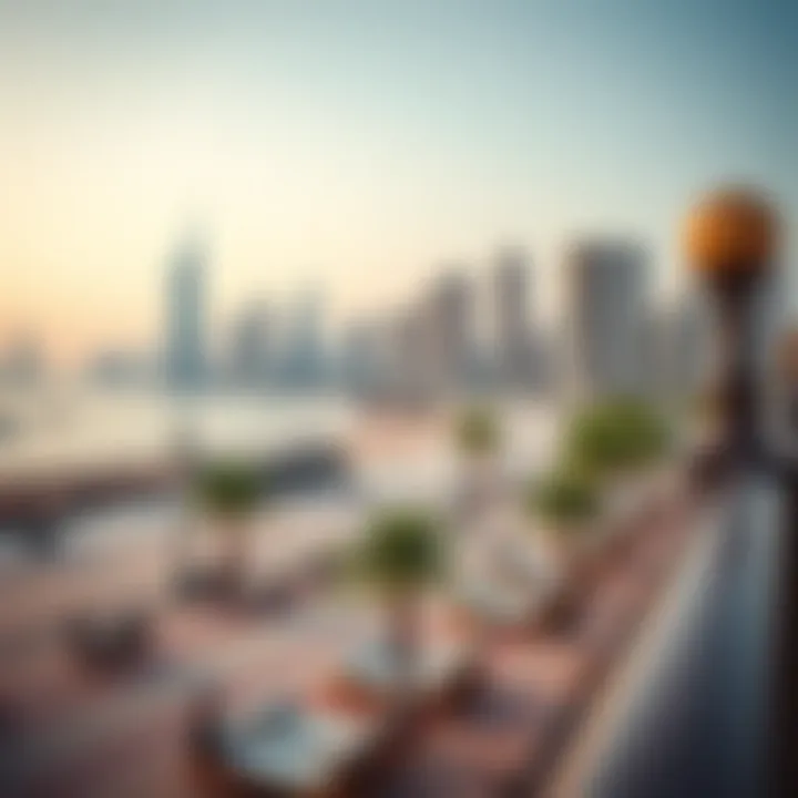 Scenic View of JBR Beach A scenic view of JBR Beach with the skyline in the background