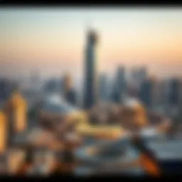 Stunning view of Latifa Tower against the Dubai skyline